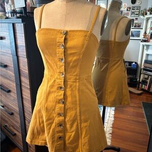 H&M Divided Yellow Button Front Mini Dress